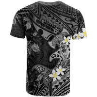 Polynesia Hammerhead Shark T Shirt Tropical Flowers Tribal Pattern Black