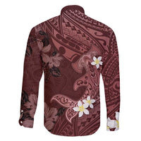 Polynesia Hammerhead Shark Family Matching Summer Maxi Dress and Hawaiian Shirt Tropical Flowers Tribal Pattern Oxblood LT05 - Polynesian Pride