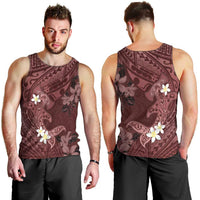 Polynesia Hammerhead Shark Men Tank Top Tropical Flowers Tribal Pattern Oxblood
