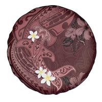 Polynesia Hammerhead Shark Spare Tire Cover Tropical Flowers Tribal Pattern Oxblood