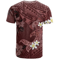 Polynesia Hammerhead Shark T Shirt Tropical Flowers Tribal Pattern Oxblood