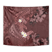 Polynesia Hammerhead Shark Tapestry Tropical Flowers Tribal Pattern Oxblood