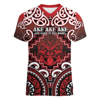 Personalised New Zealand Aotearoa Women V-Neck T-Shirt Te Reo Maori Ake Ake Ake - Polynesian Pride