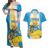 Personalised Tuvalu Independence Day Couples Matching Off Shoulder Maxi Dress and Hawaiian Shirt Tuvalu Mo Te Atua - Polynesian Pride
