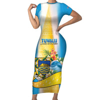 Personalised Tuvalu Independence Day Family Matching Short Sleeve Bodycon Dress and Hawaiian Shirt Tuvalu Mo Te Atua - Polynesian Pride