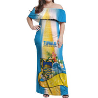 Personalised Tuvalu Independence Day Off Shoulder Maxi Dress Tuvalu Mo Te Atua - Polynesian Pride