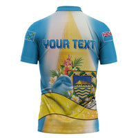 Personalised Tuvalu Independence Day Zipper Polo Shirt Tuvalu Mo Te Atua - Polynesian Pride