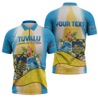 Personalised Tuvalu Independence Day Zipper Polo Shirt Tuvalu Mo Te Atua - Polynesian Pride