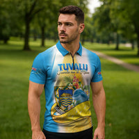 Personalised Tuvalu Independence Day Zipper Polo Shirt Tuvalu Mo Te Atua - Polynesian Pride