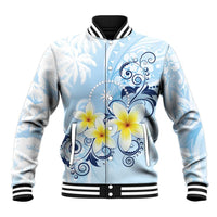 FSM Chuuk Constitution Day Baseball Jacket Polynesian Curves Plumeria - Polynesian Pride