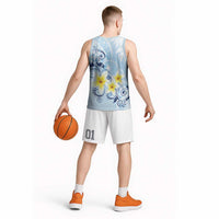 FSM Chuuk Constitution Day Basketball Jersey Polynesian Curves Plumeria - Polynesian Pride