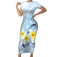 FSM Chuuk Constitution Day Family Matching Short Sleeve Bodycon Dress and Hawaiian Shirt Polynesian Curves Plumeria - Polynesian Pride