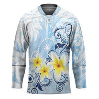 FSM Chuuk Constitution Day Hockey Jersey Polynesian Curves Plumeria - Polynesian Pride