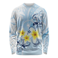 FSM Chuuk Constitution Day Long Sleeve Shirt Polynesian Curves Plumeria - Polynesian Pride
