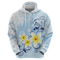 FSM Chuuk Constitution Day Zip Hoodie Polynesian Curves Plumeria - Polynesian Pride