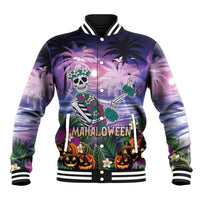 Happy Hulaween Baseball Jacket Mahaloween Skeleton Dancing