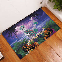 Happy Hulaween Rubber Doormat Mahaloween Skeleton Dancing