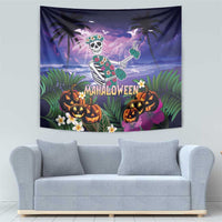 Happy Hulaween Tapestry Mahaloween Skeleton Dancing