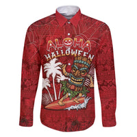 Personalised Aloha Halloween Family Matching Tank Maxi Dress and Hawaiian Shirt Skeleton Surfing
