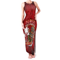 Personalised Aloha Halloween Family Matching Tank Maxi Dress and Hawaiian Shirt Skeleton Surfing