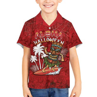Personalised Aloha Halloween Family Matching Tank Maxi Dress and Hawaiian Shirt Skeleton Surfing