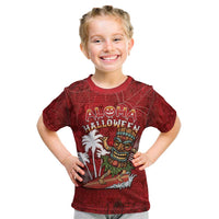 Personalised Aloha Halloween Kid T Shirt Skeleton Surfing