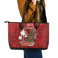 Aloha Halloween Leather Tote Bag Skeleton Surfing LT05 - Polynesian Pride