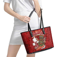 Aloha Halloween Leather Tote Bag Skeleton Surfing LT05 - Polynesian Pride