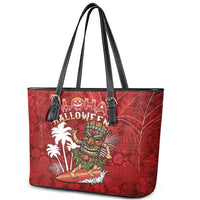 Aloha Halloween Leather Tote Bag Skeleton Surfing LT05 - Polynesian Pride
