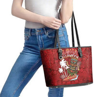 Aloha Halloween Leather Tote Bag Skeleton Surfing LT05 - Polynesian Pride
