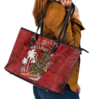 Aloha Halloween Leather Tote Bag Skeleton Surfing LT05 - Polynesian Pride