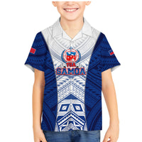Custom Samoa Rugby Family Matching Mermaid Dress and Hawaiian Shirt 2023 Pacific Championships Polynesian Pattern LT05 Son's Shirt Blue - Polynesian Pride