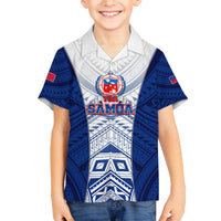 Custom Samoa Rugby Family Matching Puletasi Dress and Hawaiian Shirt 2023 Pacific Championships Polynesian Pattern LT05 Son's Shirt Blue - Polynesian Pride