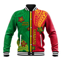 Personalised Vanuatu Happy Unity Day Baseball Jacket Polynesian Plumeria LT05 Unisex Red - Polynesian Pride