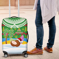 Cook Islands Christmas Luggage Cover Coconut Santa Beach Style LT05 Green - Polynesian Pride