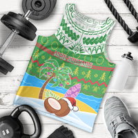 Personalised Cook Islands Christmas Men Tank Top Coconut Santa Beach Style LT05 - Polynesian Pride