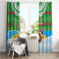 Cook Islands Christmas Window Curtain Coconut Santa Beach Style LT05 - Polynesian Pride