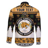 Custom Hawaii James Campbell High School Christmas Family Matching Off Shoulder Long Sleeve Dress and Hawaiian Shirt Tropical Santa Claus LT05 - Polynesian Pride