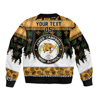 Custom Hawaii James Campbell High School Christmas Sleeve Zip Bomber Jacket Tropical Santa Claus LT05 - Polynesian Pride