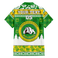 Custom Hawaii Kaimuki High School Christmas Family Matching Off Shoulder Long Sleeve Dress and Hawaiian Shirt Tropical Santa Claus LT05 - Polynesian Pride