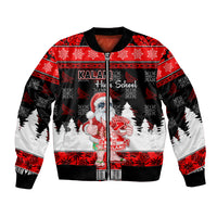 Custom Hawaii Kalani High School Christmas Bomber Jacket Tropical Santa Claus LT05 Unisex Red - Polynesian Pride