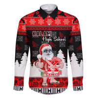 Custom Hawaii Kalani High School Christmas Family Matching Short Sleeve Bodycon Dress and Hawaiian Shirt Tropical Santa Claus LT05 Dad's Shirt - Long Sleeve Red - Polynesian Pride