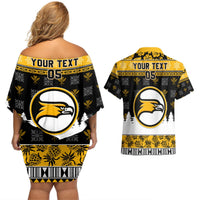 Custom Hawaii Nanakuli High and Intermediate School Christmas Couples Matching Off Shoulder Short Dress and Hawaiian Shirt Tropical Santa Claus LT05 - Polynesian Pride
