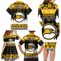 Custom Hawaii Nanakuli High and Intermediate School Christmas Family Matching Long Sleeve Bodycon Dress and Hawaiian Shirt Tropical Santa Claus LT05 - Polynesian Pride