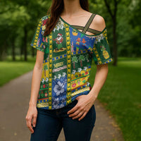 Solomon Islands Christmas Cross Shoulder Shirt Festive Beach Vibes - Polynesian Pride