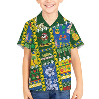 Solomon Islands Christmas Family Matching Summer Maxi Dress and Hawaiian Shirt Festive Beach Vibes LT05 Son's Shirt Green - Polynesian Pride