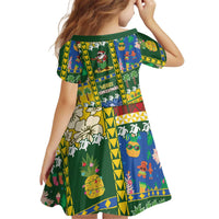 Solomon Islands Christmas Kid Short Sleeve Dress Festive Beach Vibes LT05 - Polynesian Pride