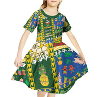 Solomon Islands Christmas Kid Short Sleeve Dress Festive Beach Vibes LT05 - Polynesian Pride