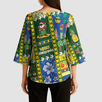 Solomon Islands Christmas Kimono Sleeve Blouse Festive Beach Vibes - Polynesian Pride
