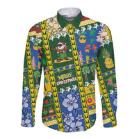 Solomon Islands Christmas Long Sleeve Button Shirt Festive Beach Vibes - Polynesian Pride